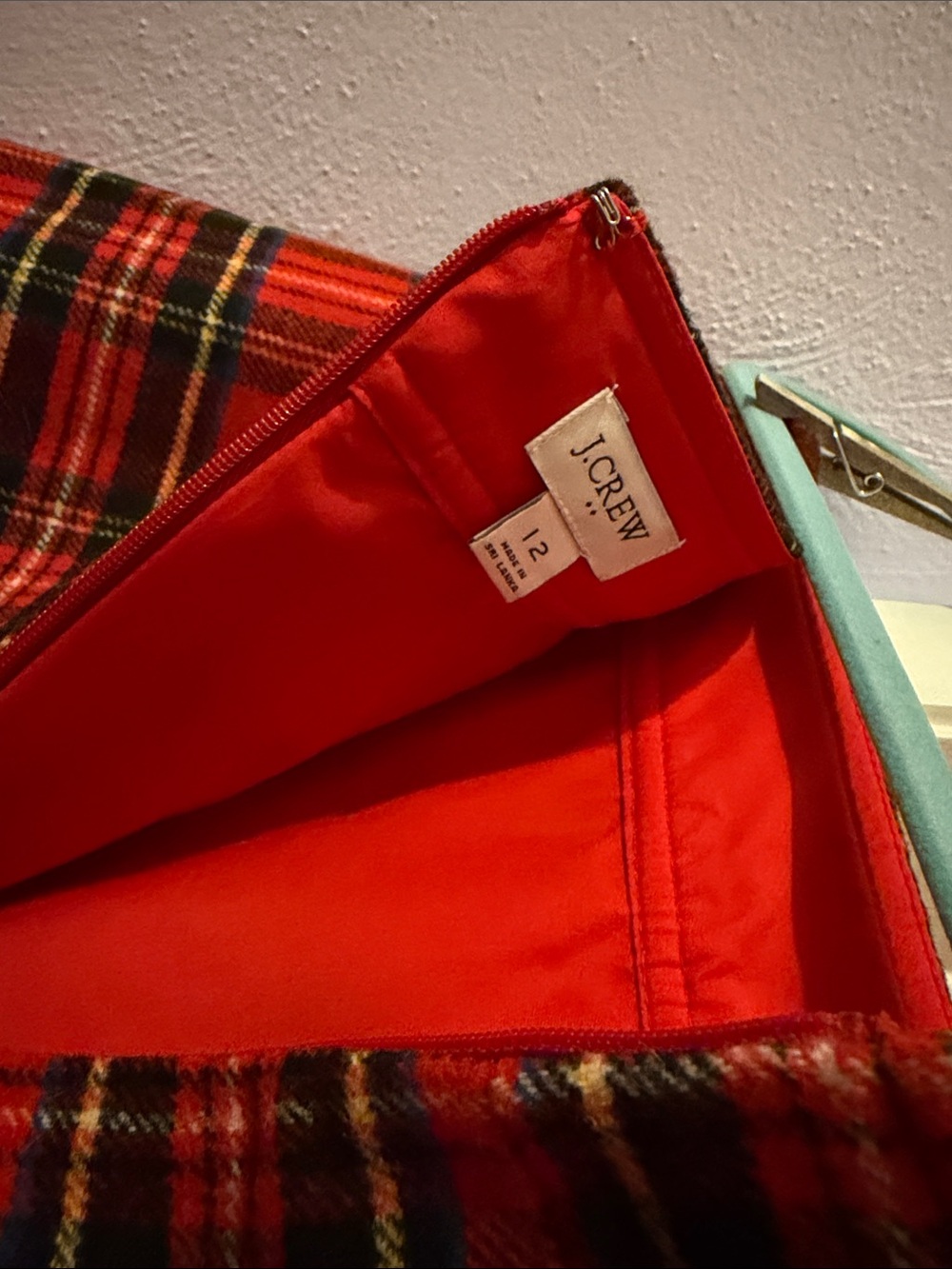 J. Crew Red Tartan Plaid Pencil Skirt